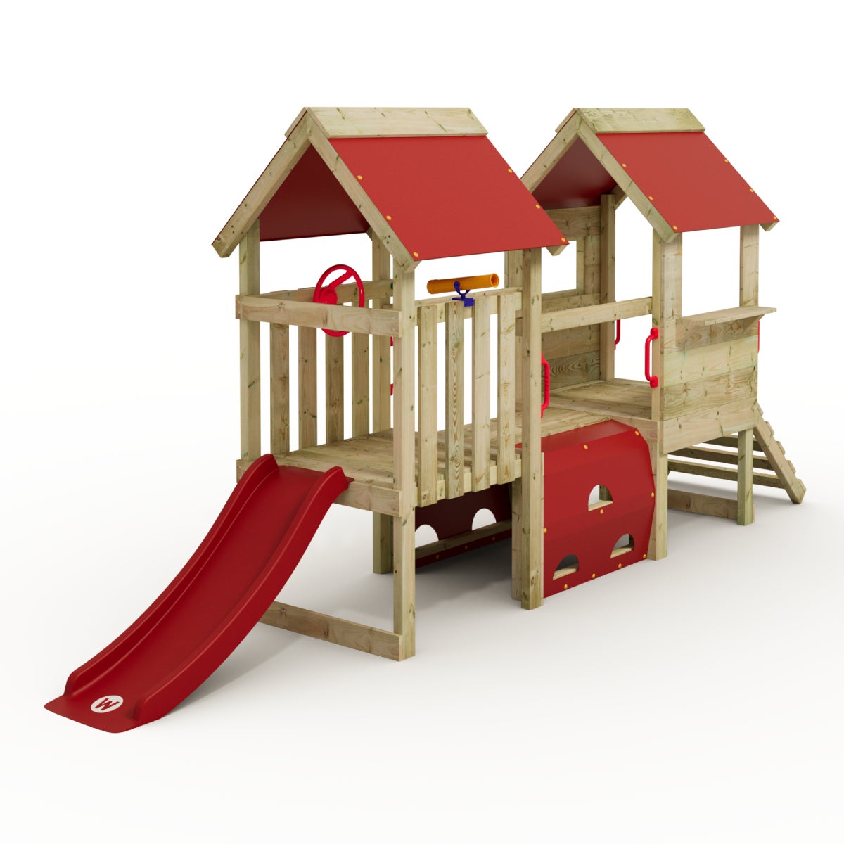 WICKEY Peuter Klimtoren Mijn Eerste Speeltuin 2 met Glijbaan - Rood