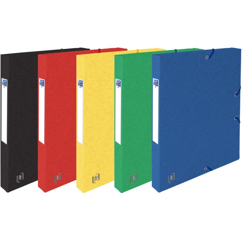 Boîte Oxford capacité standard Top File+ 24x32cm dos 25mm avec élastique couverture carte assorti