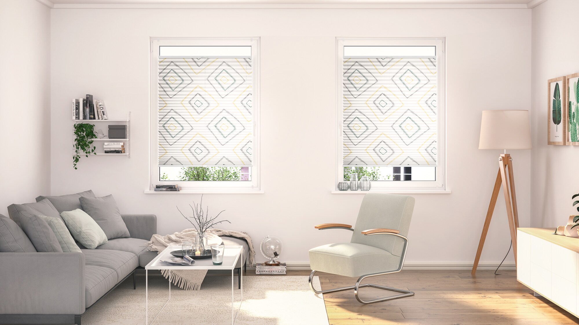 Lichtblick Plissee Klemmfix, ohne Bohren, blickdicht, Stripy Boho Rectangle- Beige