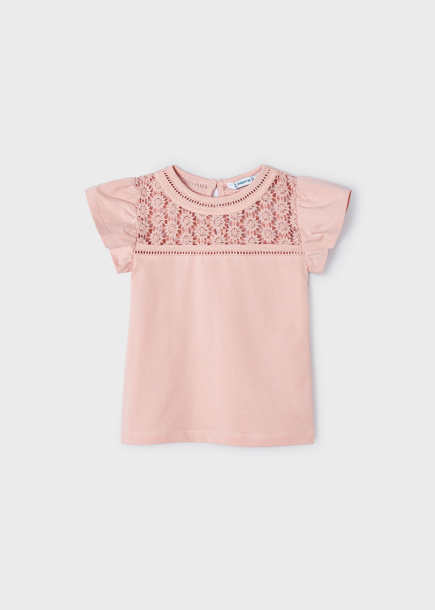 Camiseta feminina Better Cotton guipure, cor fúcsia.