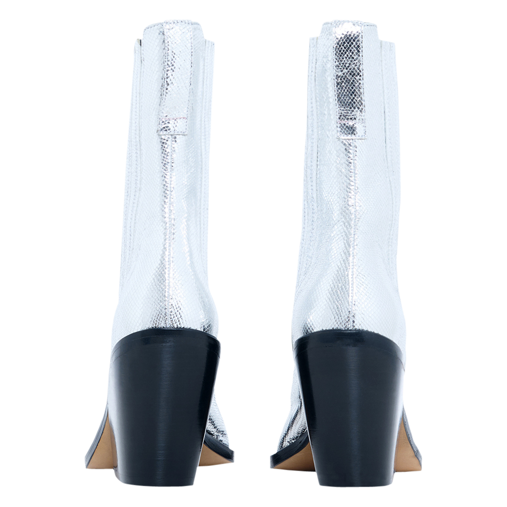 MAZOLAF - Bottines à talons en cuir métallisé| Noir