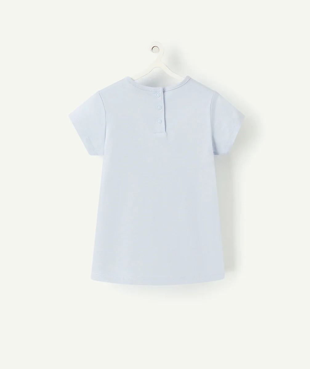 T-SHIRT BÉBÉ FILLE EN COTON BIO BLEU PÂLE