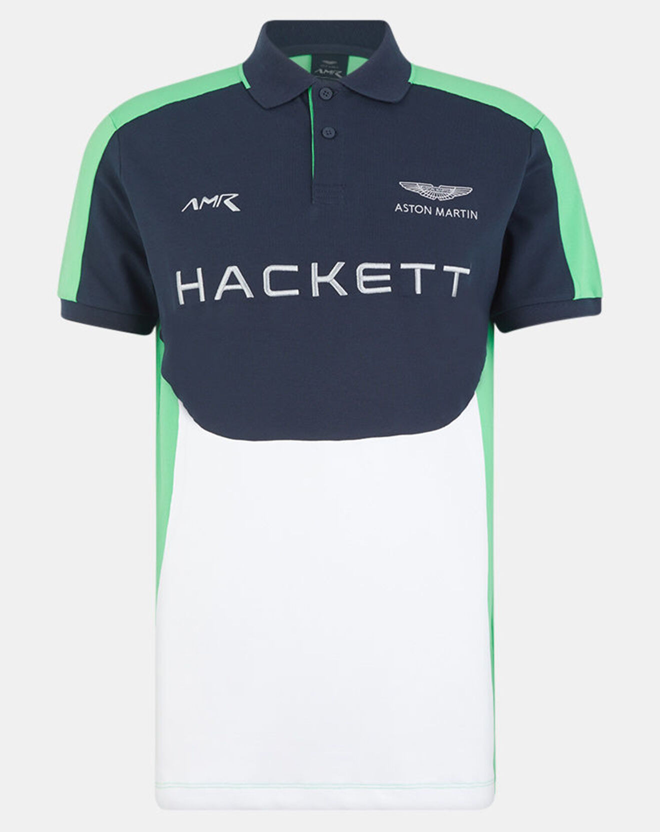 Hackett London Polo Droit Multi Patch Aston Martin Racing bleu/blanc/vert fluo
