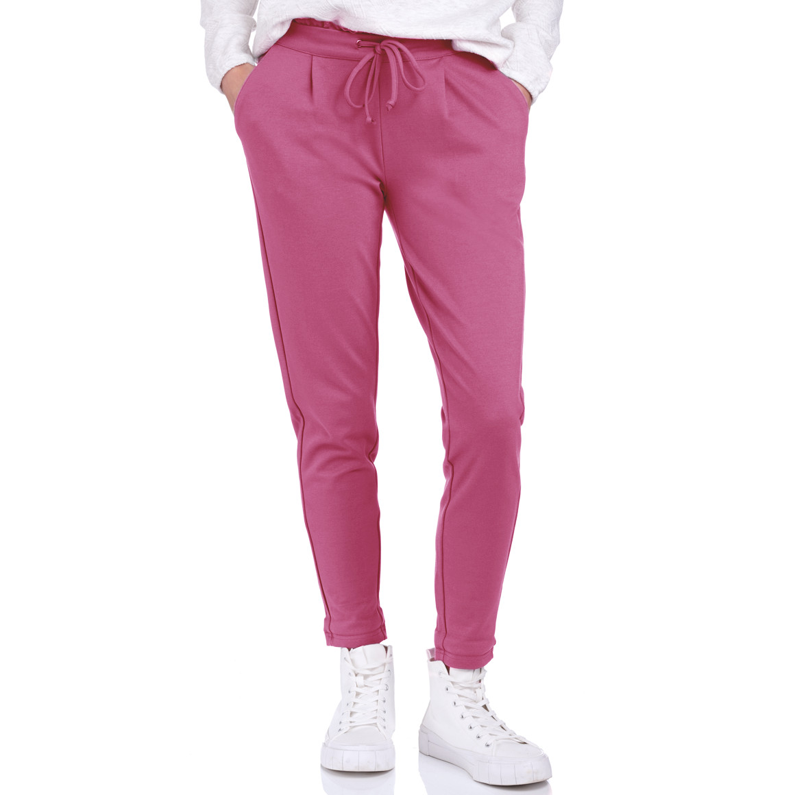Gina Damen Jogpants mit Rüschen am Bund dunkelrosa
