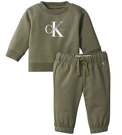 Calvin Klein Sweatset - Monogramm - Dusty Olivgrün