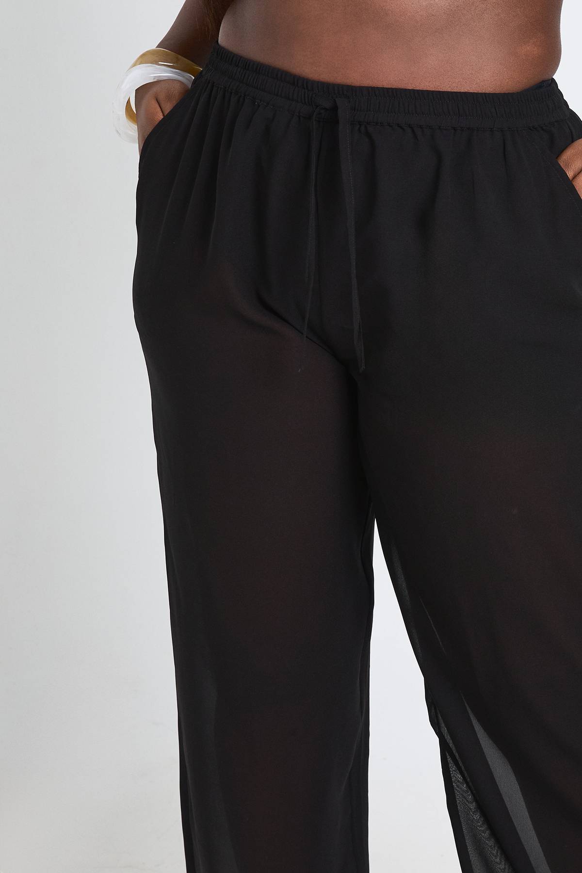 boohoo Pantalon De Plage En Mousseline Grande Taille