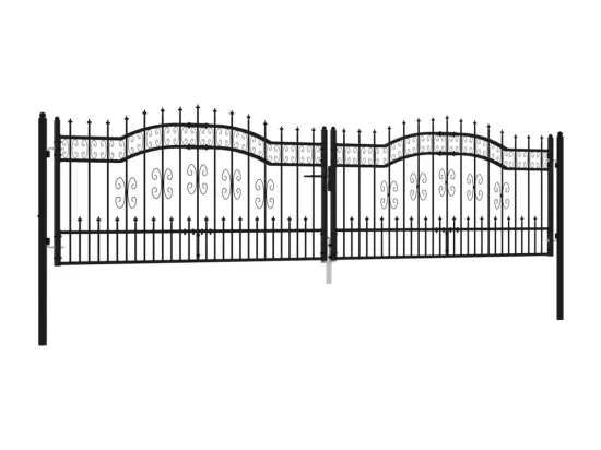 Portail et sommet de lance Noir 406x151 cm Acier enduit poudre