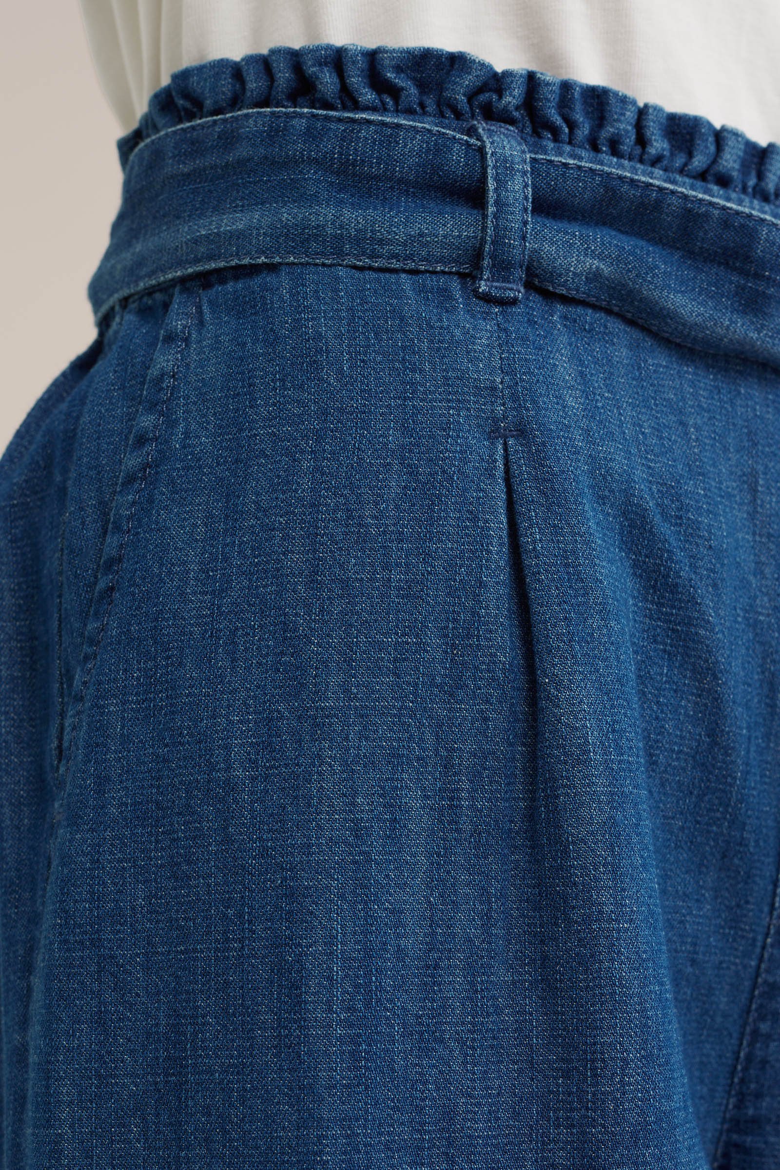 Meisjes denim paperbag broek Blue Ridge Donkerblauw