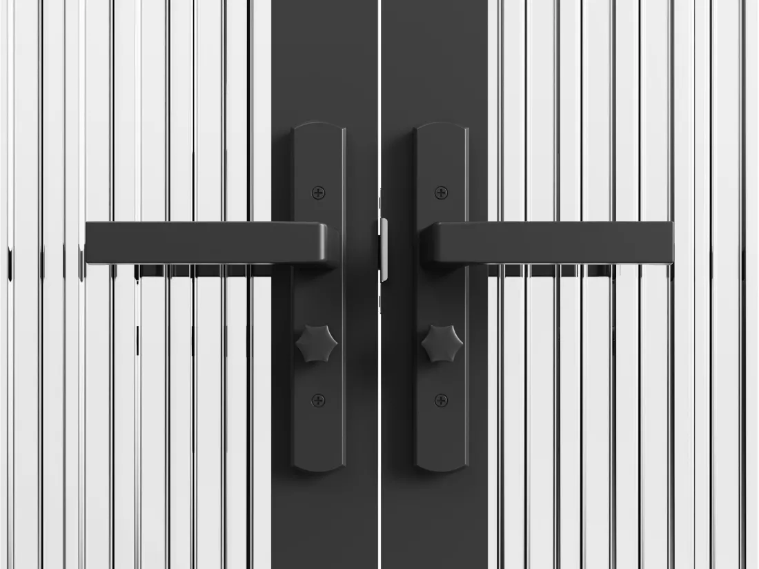 Bloc porte réversible à deux battants en aluminium et verre trempé texturé - 2 x H204 x L93 cm - Noir - LOXTON