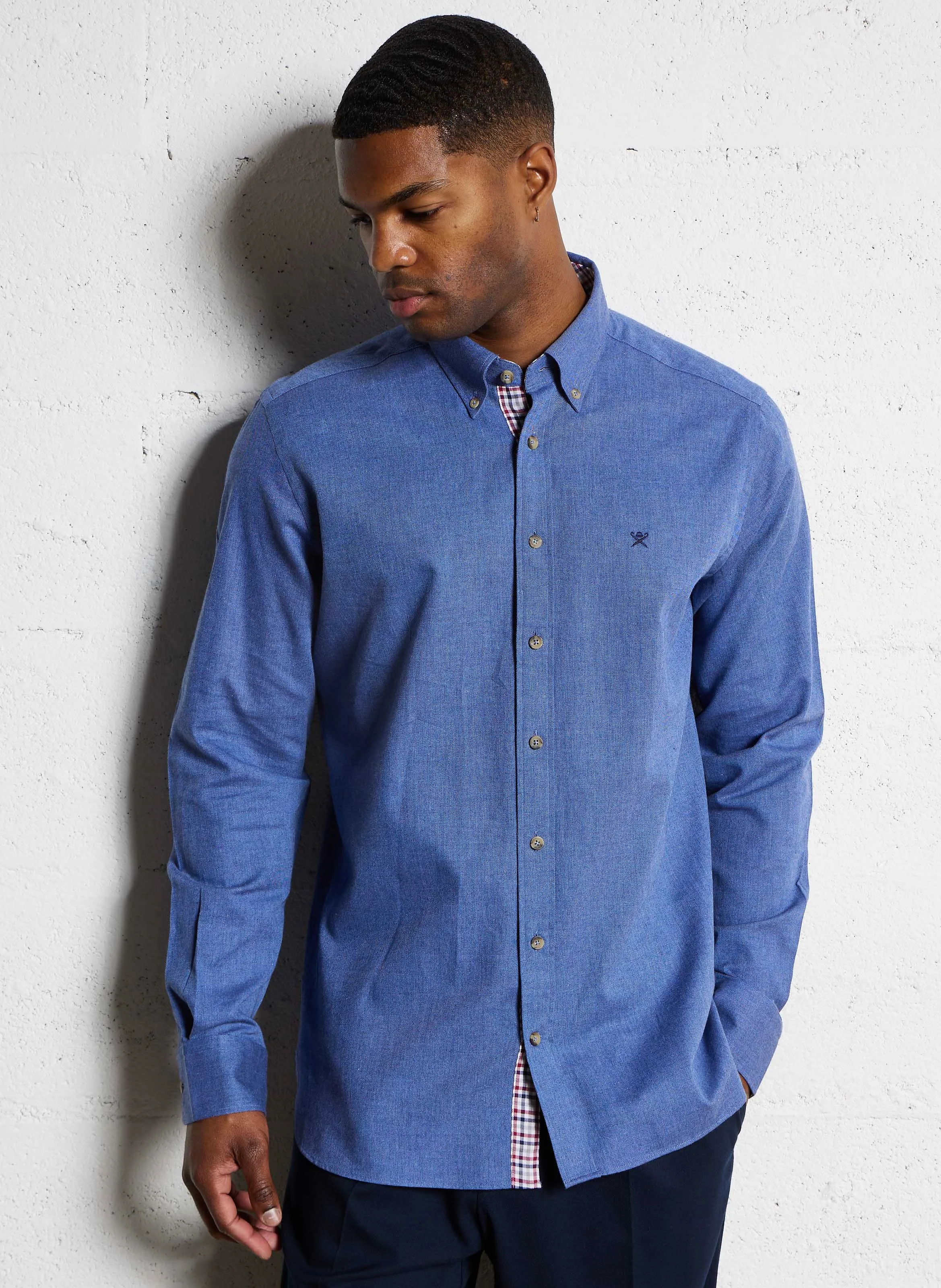 Chemise droite en coton | Bleu