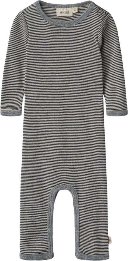 Wheat Langærmet Uld Heldragt Navy stripe