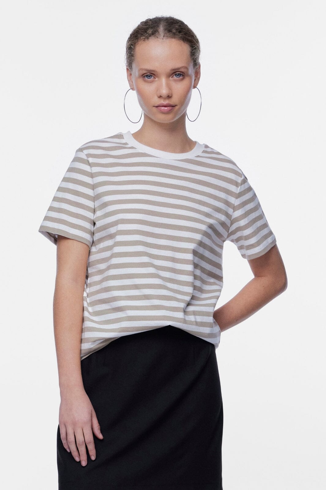 Pieces Pcria Ss Tee Stripes 4400579 silver mink bright white