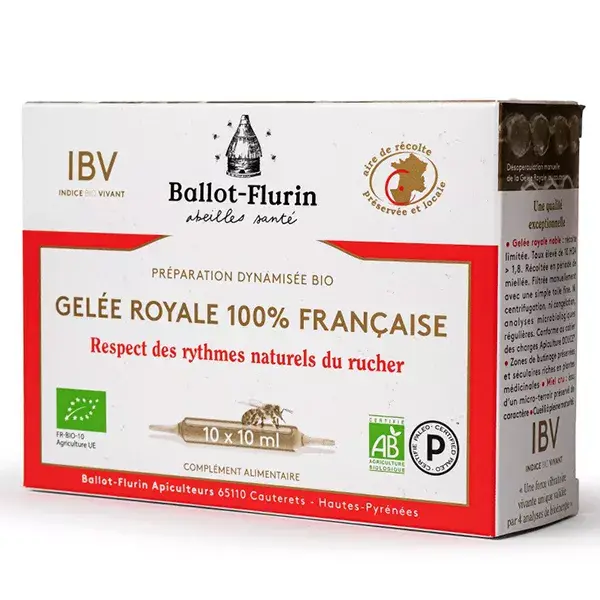 Ballot-Flurin Santé Energized Preparation Royal Jelly 100% French Organic 10 ampolas