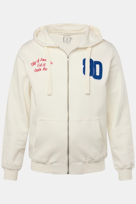 JP1880 Hoodiejacke, Zipper, Badges, Kängurutasche, bis 8 XL