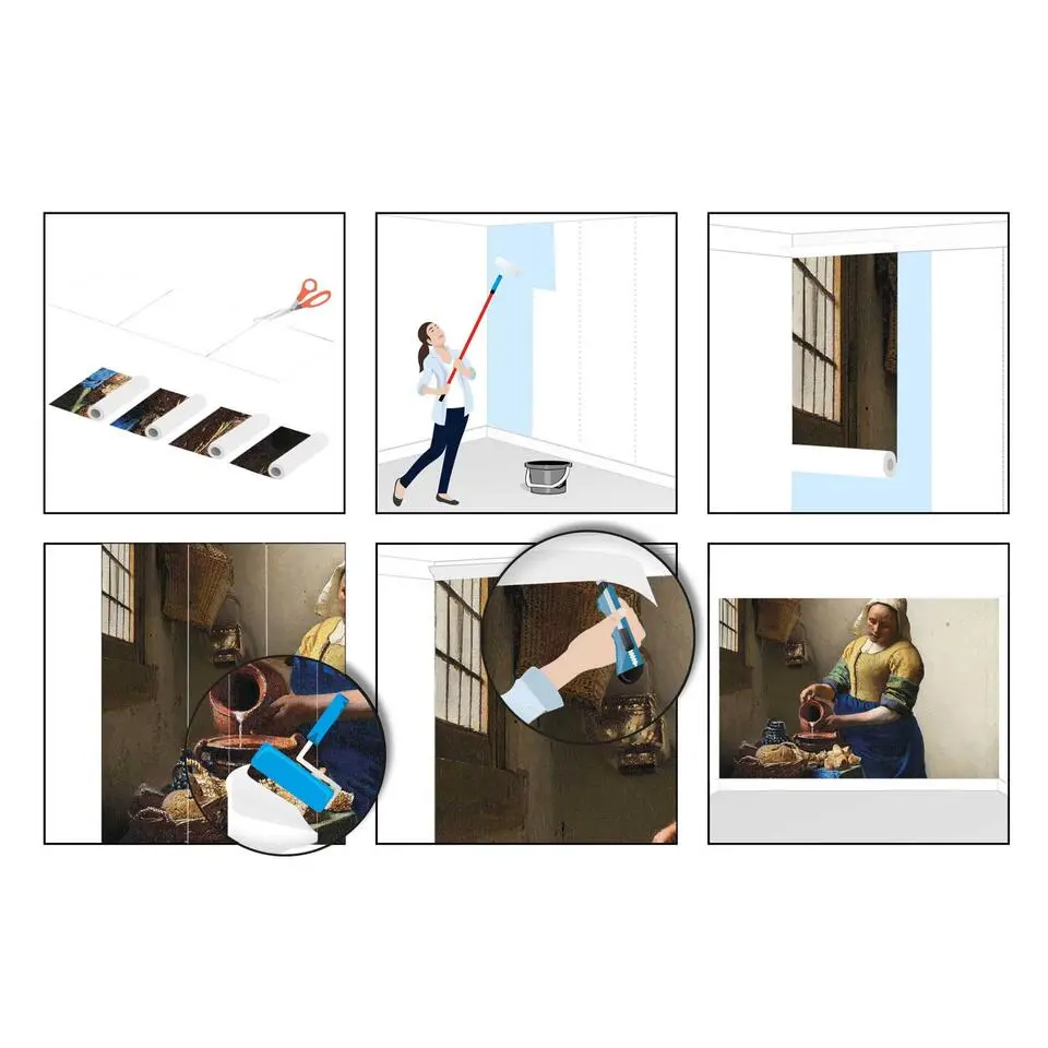 Fotobehang Vermeer Melkmeisje - 260x384cm - Bruin