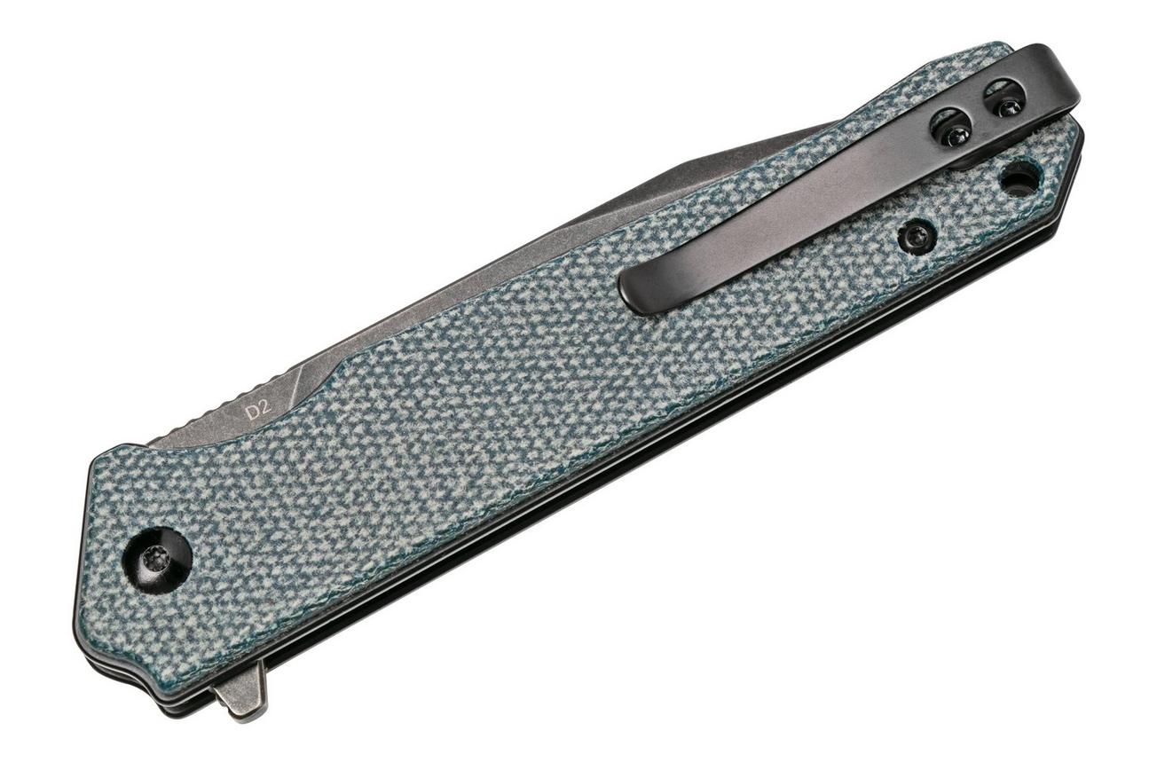 QSP Knife Mamba V2 QS111-H2 Blackwashed, Blue Micarta zakmes