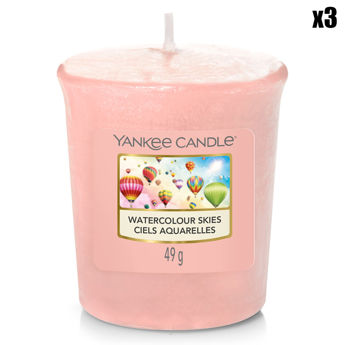 Yankee Candle 3 Bougies parfumée votive Original ciels aquarelles - 15h