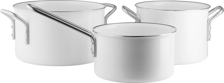 Eva Trio White Line grydesæt 3 stk. 1,8 l 2,5 l 3,8 l keramisk Slip-L White