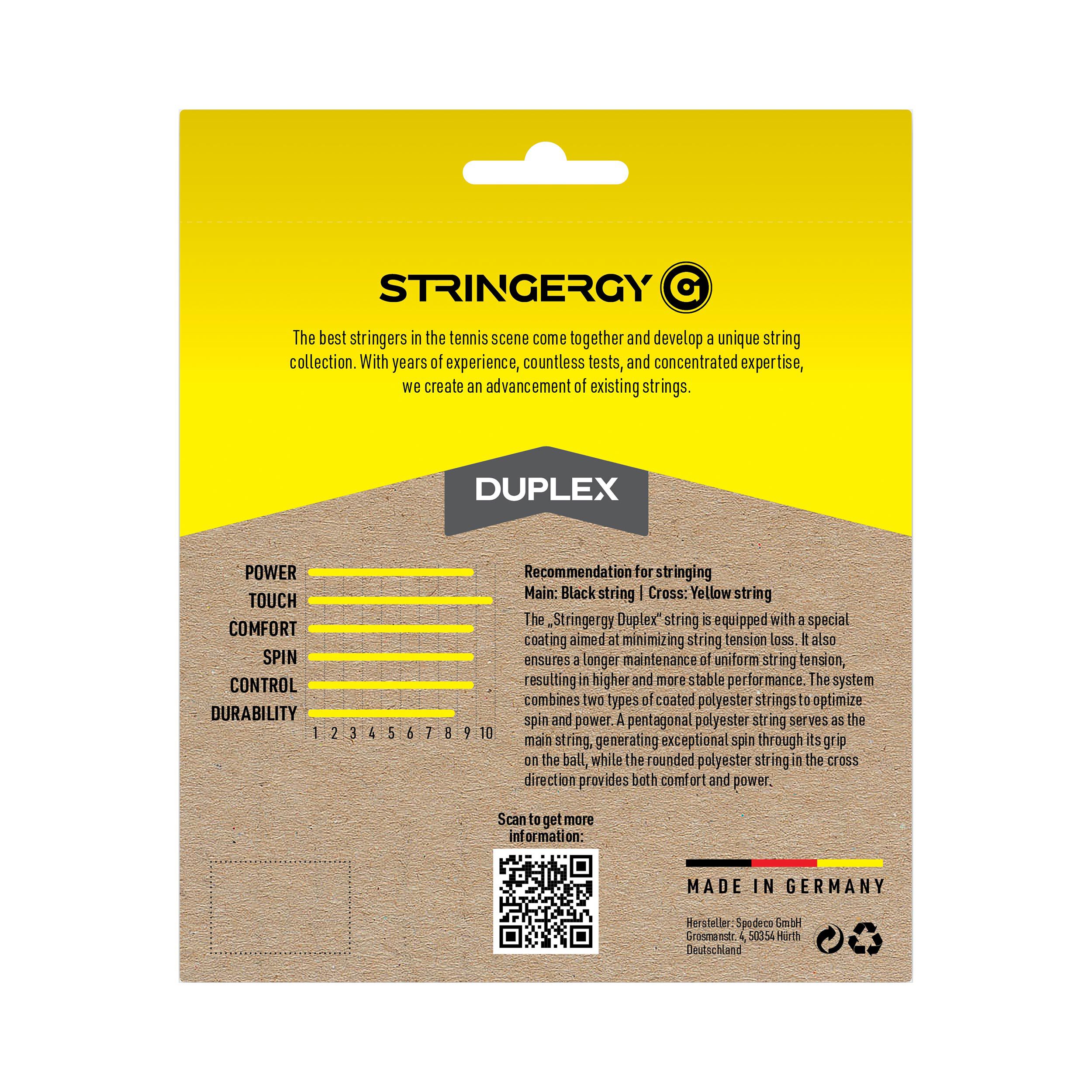 Stringergy Duplex Cordage En Garniture 2x 6m - Noir , Jaune