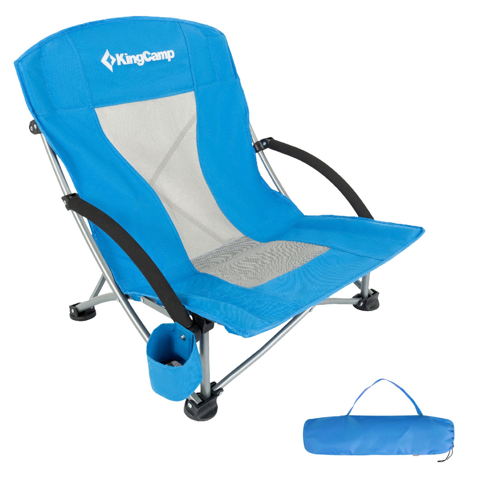 KINGCAMP Strand Liege Stuhl Camping Klapp Falt Sessel Niedrig Garten Stahl 136kg Farbe: Royal Blue