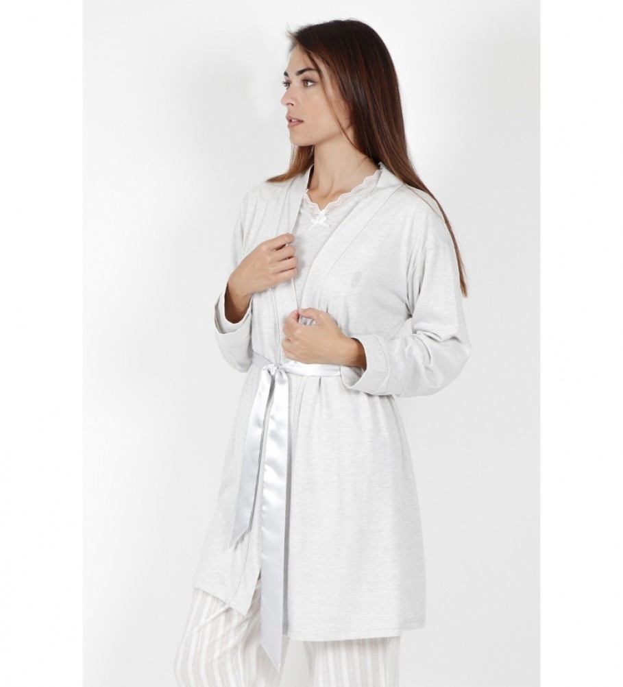 Robe básico de manga comprida Admas pérola
