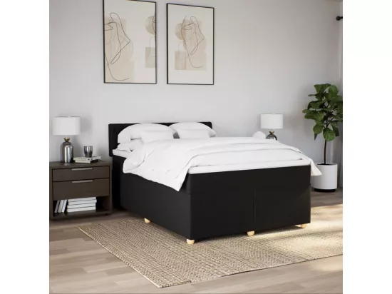 Sommier à lattes de lit avec matelas Noir 140x190 cm Tissu