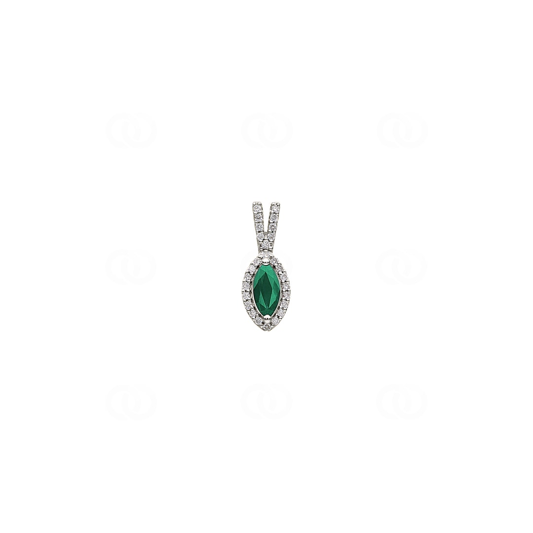 Anhänger 750/18 K Weissgold mit Smaragd & Diamanten 0.11 ct H/si