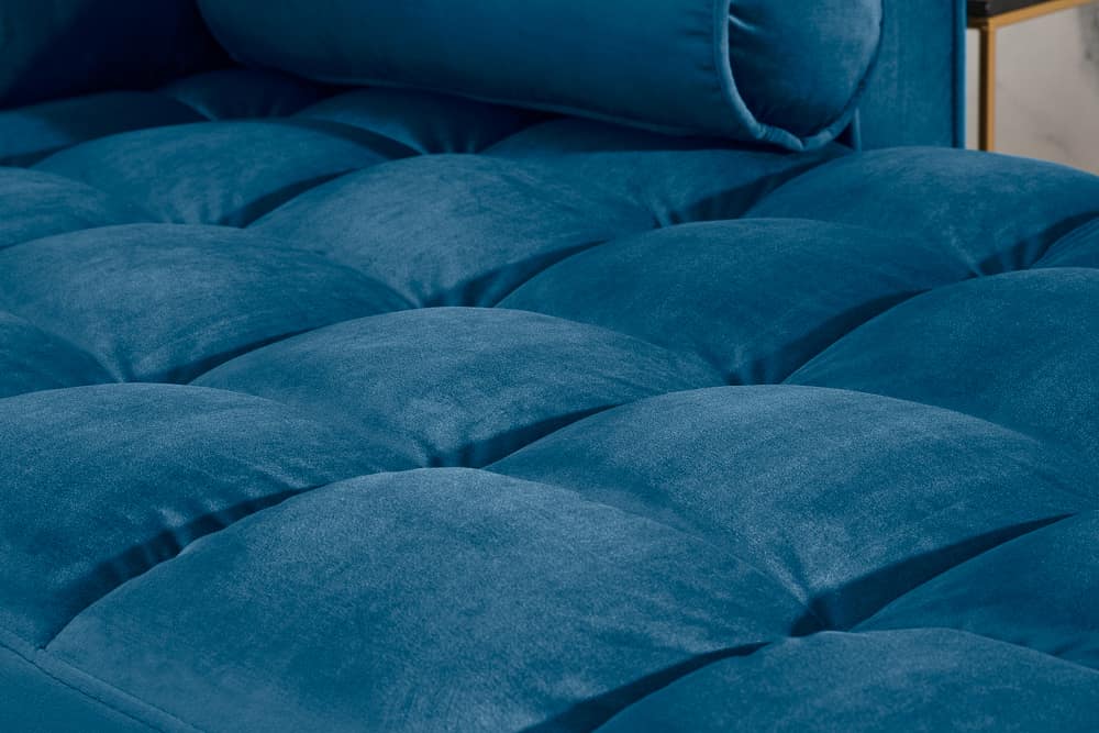 Elegantes Ecksofa COZY VELVET 260cm blau petrol Samt Federkern 3-Sitzer