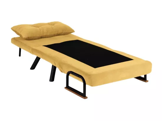 Fauteuil convertible Yolanda Métal Noir et Tissu Jaune