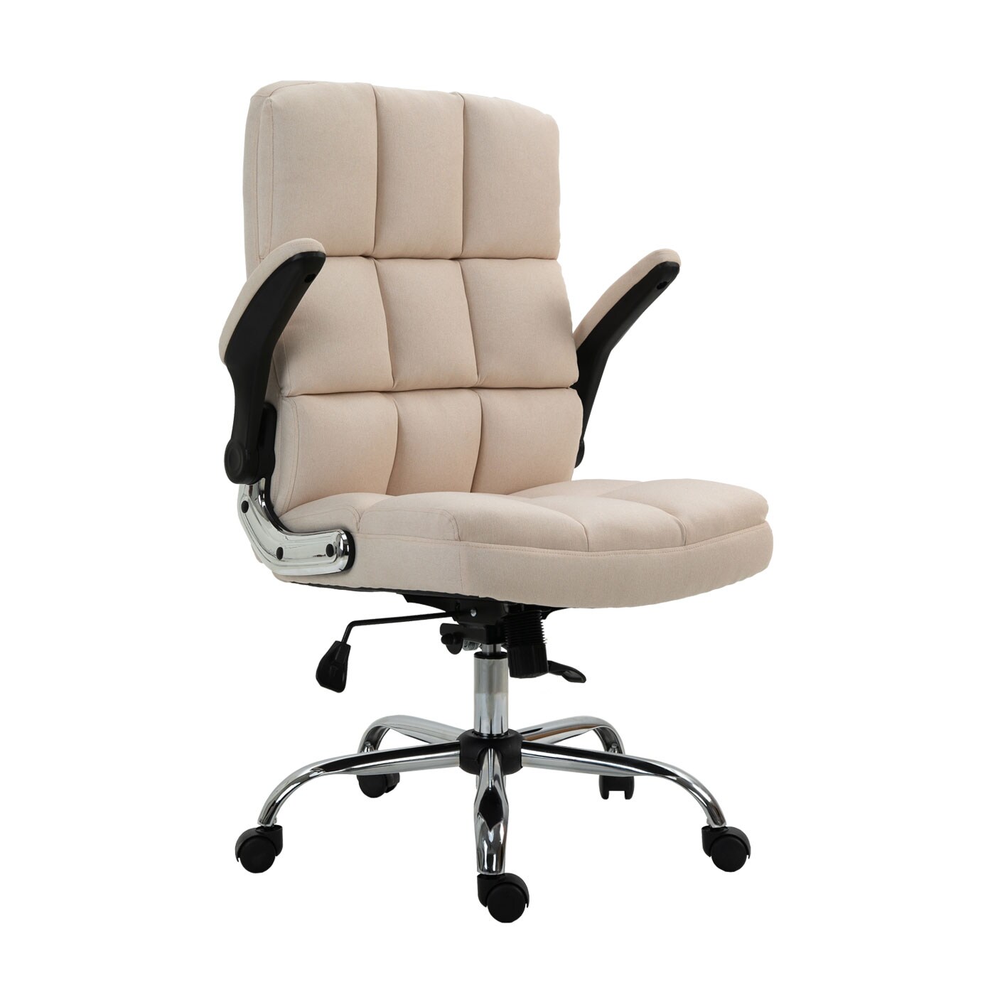 Bürostuhl MCW-J21, Chefsessel Drehstuhl Schreibtischstuhl, höhenverstellbar ~ Stoff/Textil creme-beige