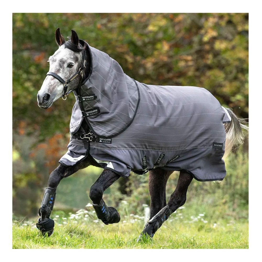 Horseware AMIGO BRAVO 12 REFL PLUS 100G - Couverture de paddock + couvre-cou grey/reflective/black