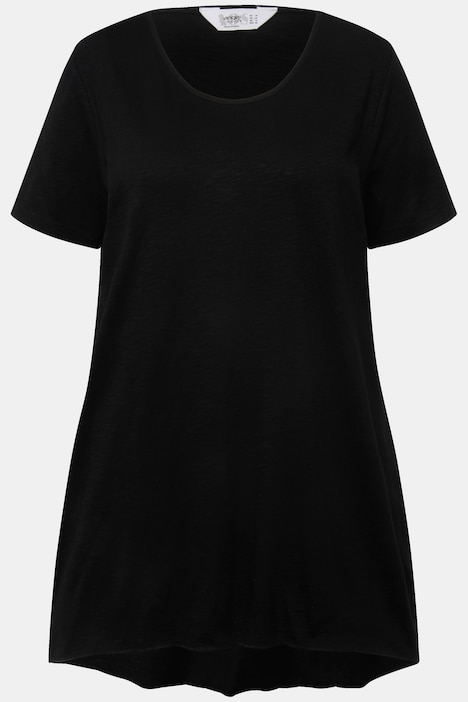 Longshirt, Rundhals, Halbarm, gerundeter Saum