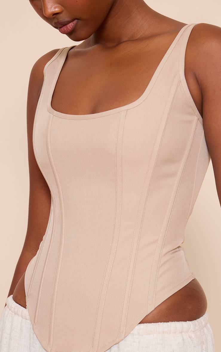 Gris Pierre Corset Long À Baleines Avec Ourlet Plongeant