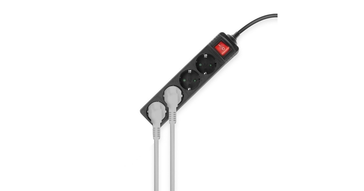 ACT ConnectivityStekkerdoos met lichtgevende schakelaar, 4 sockets, 2 m, zwart stekkerdoos  (Zwart)