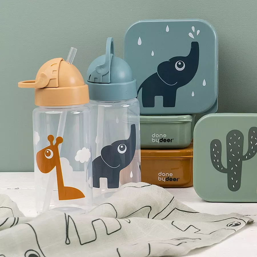 Done by Deer™ Trinkflasche mit Strohhalm Raffi Senfgelb