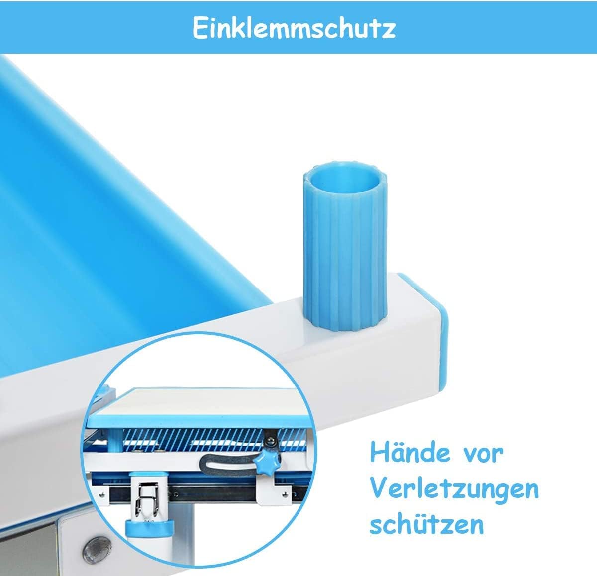 COSTWAY Kinderschreibtisch höhenverstellbar, Schülerschreibtisch mit Lampe, Kindermöbel neigungsverstellbar, Kindertisch mit Stuhl, Schreibtisch mit Schublade, Farbewahl (Hellblau)
