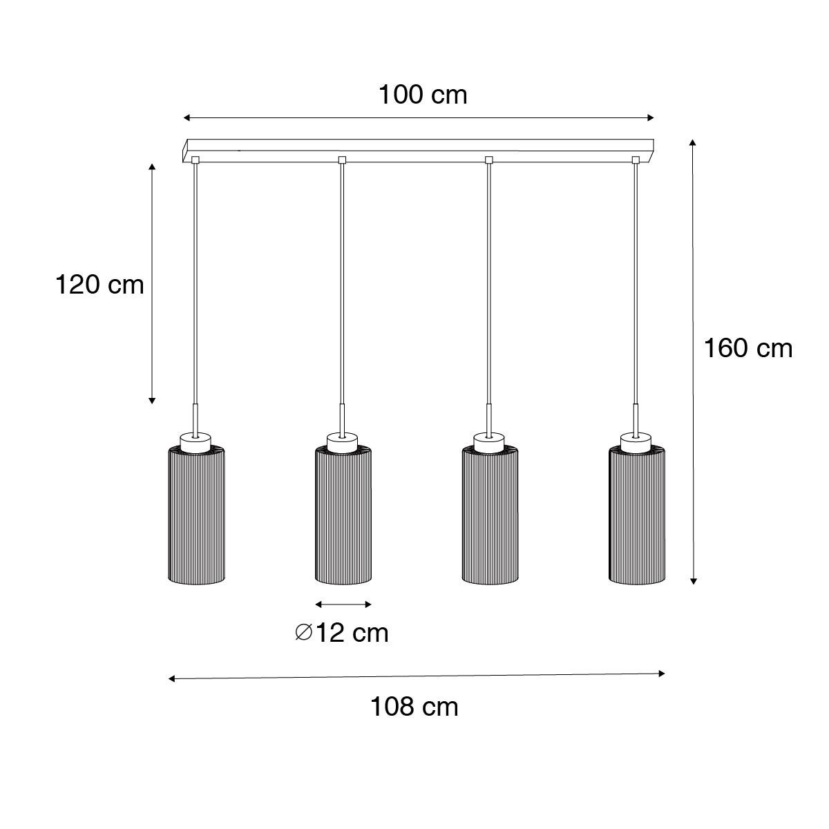 Smart hanglamp zwart met smoke glas 4-lichts incl. 4 Wifi ST64 - Laura