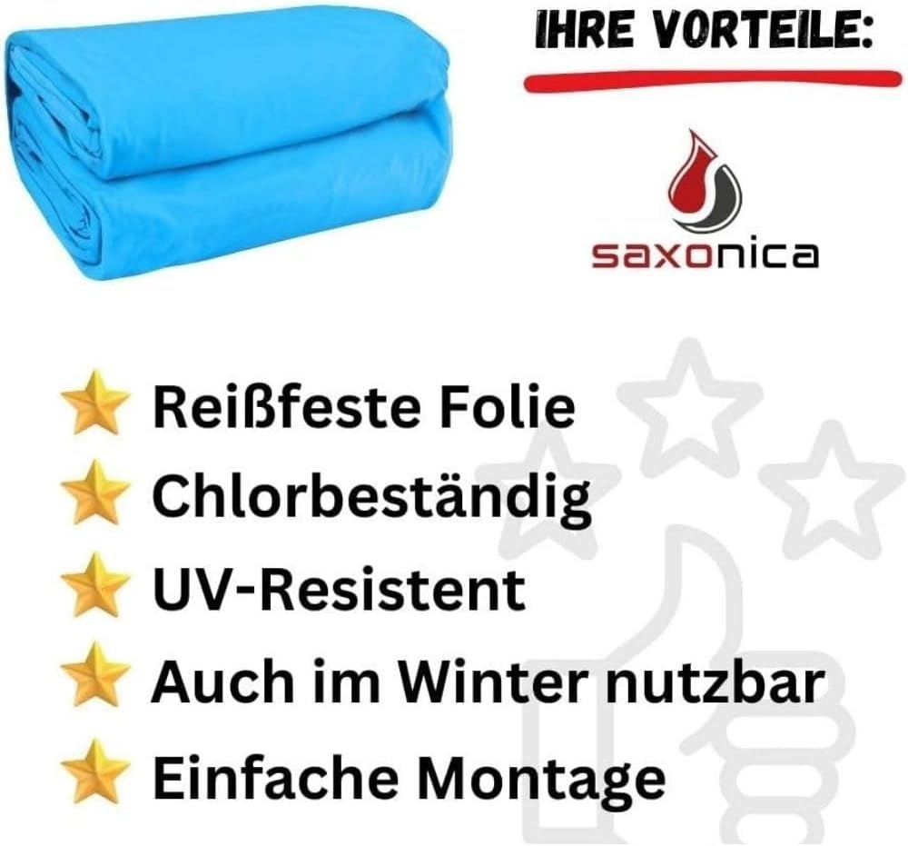 Poolfolie SonaLiner Rund für Rundpool in verschiedenen Größen und Farben geeignet für Stahlwand Rundbecken (blau, Ø 350 x 120 cm | 0.8 mm | Einhängebiese)