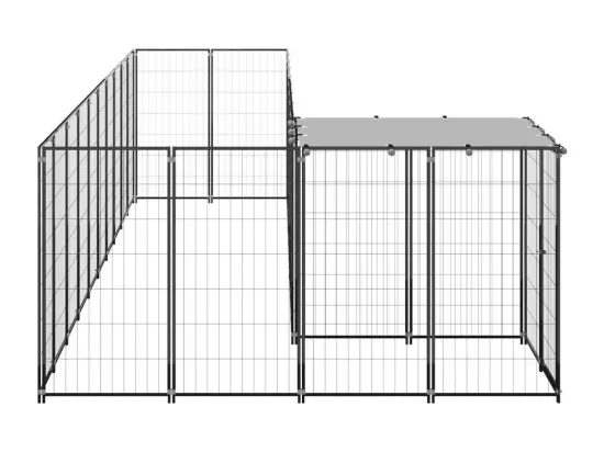 Chenil extérieur cage enclos noire 220 x 550 x 110 cm 02_0000553