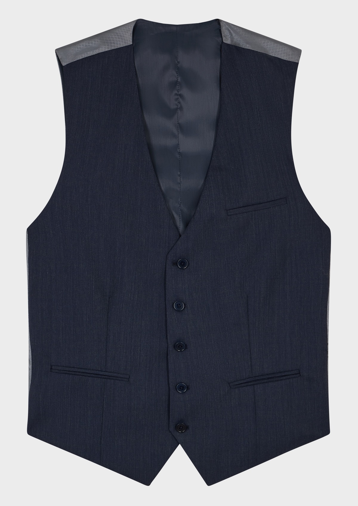 Gilet de costume en laine unie bleu marine