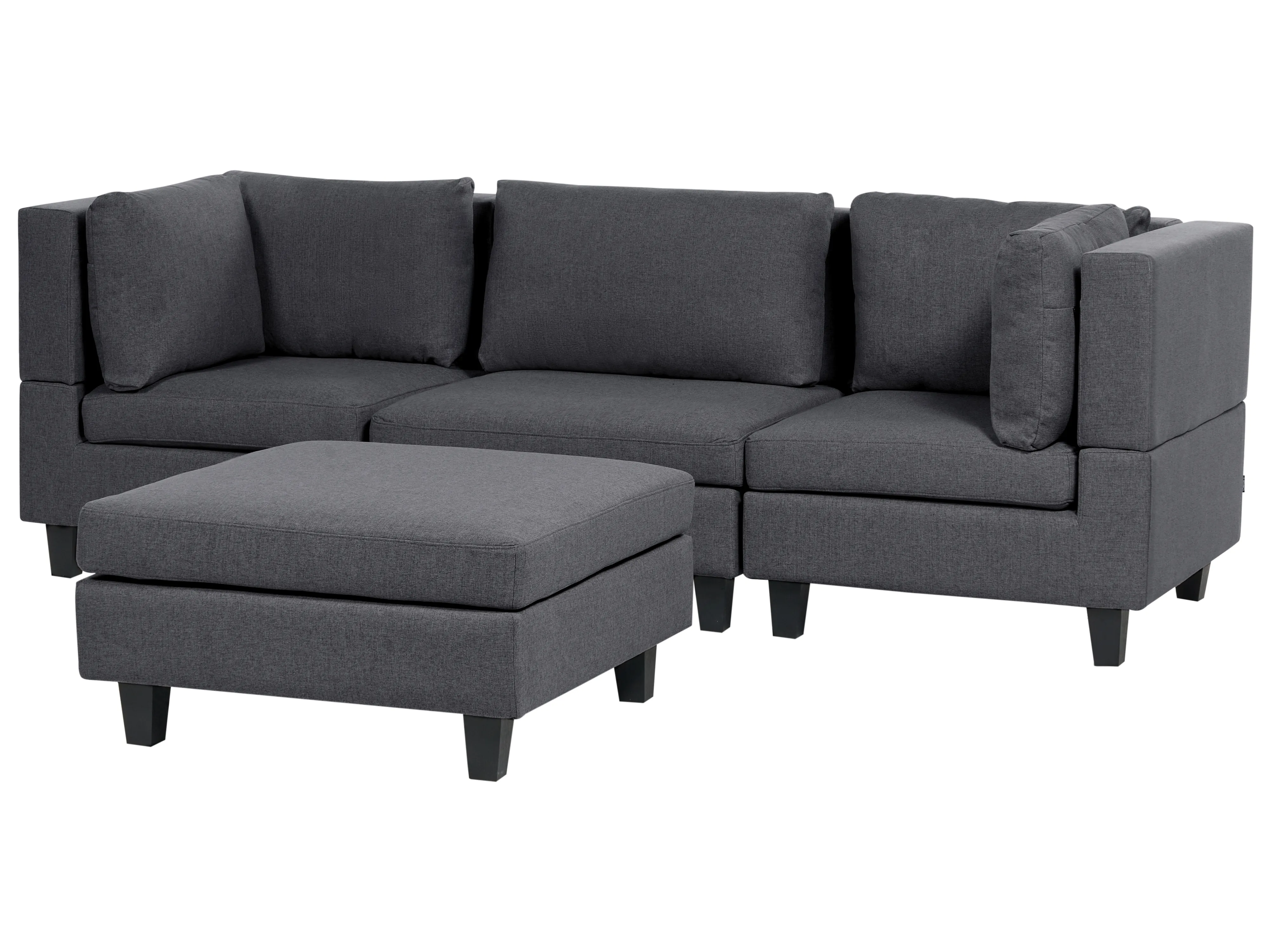 Modulaire bank 3-zits UNSTAD Stof Donkergrijs met ottomaan