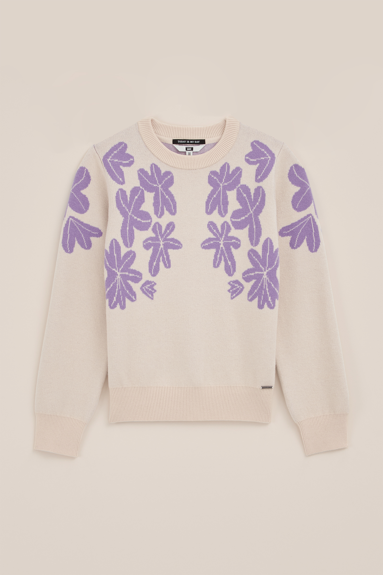 Meisjes gebreide trui met dessin WE Fashion Wit