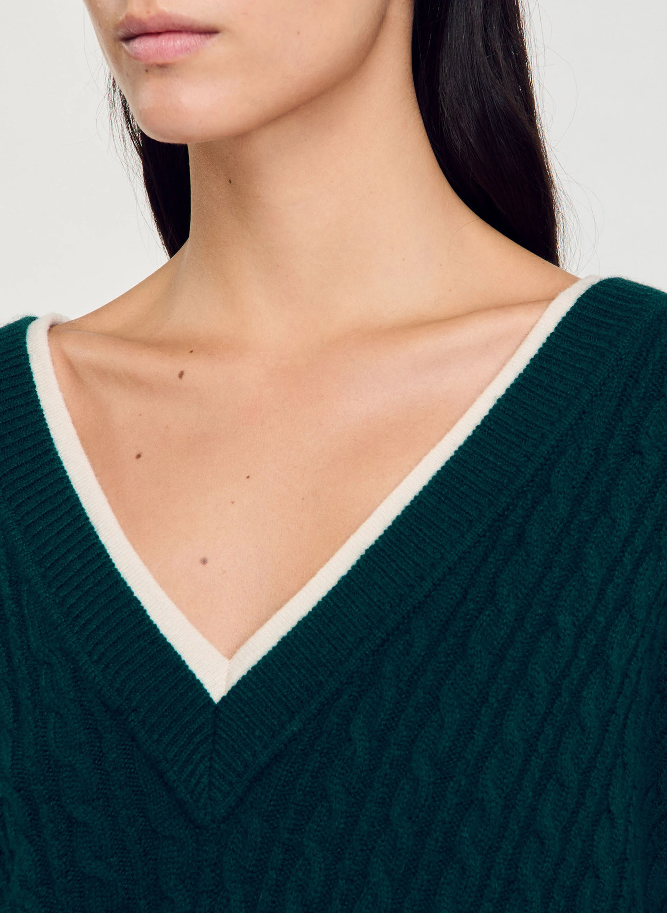 Pull trompe l'œil maille en laine et cachemire | Vert