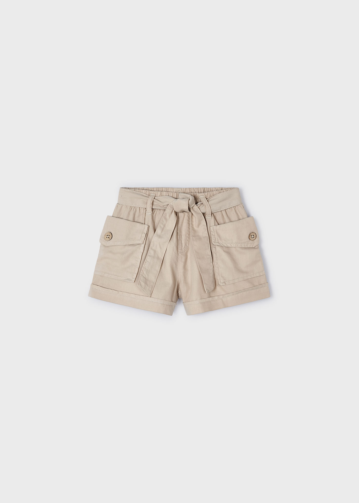 Calções para menina com bolsos, em ganga escura.
