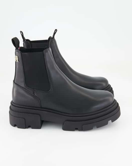 Tommy Hilfiger Combat Leather Low Chelsea Chelsea Boots in Schwarz