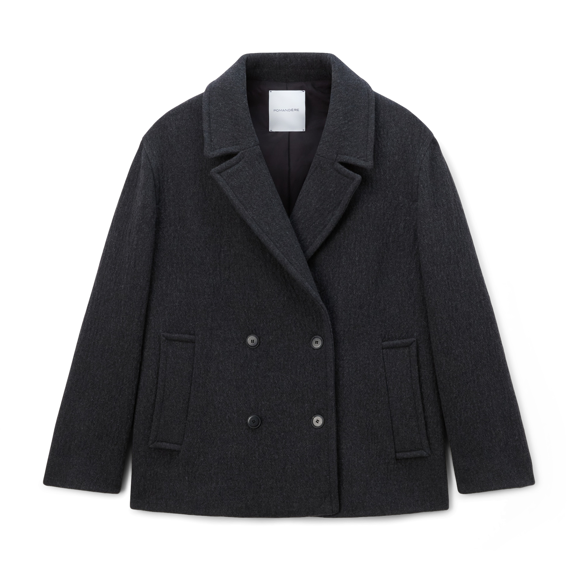 Manteau court en laine mélangée | Gris