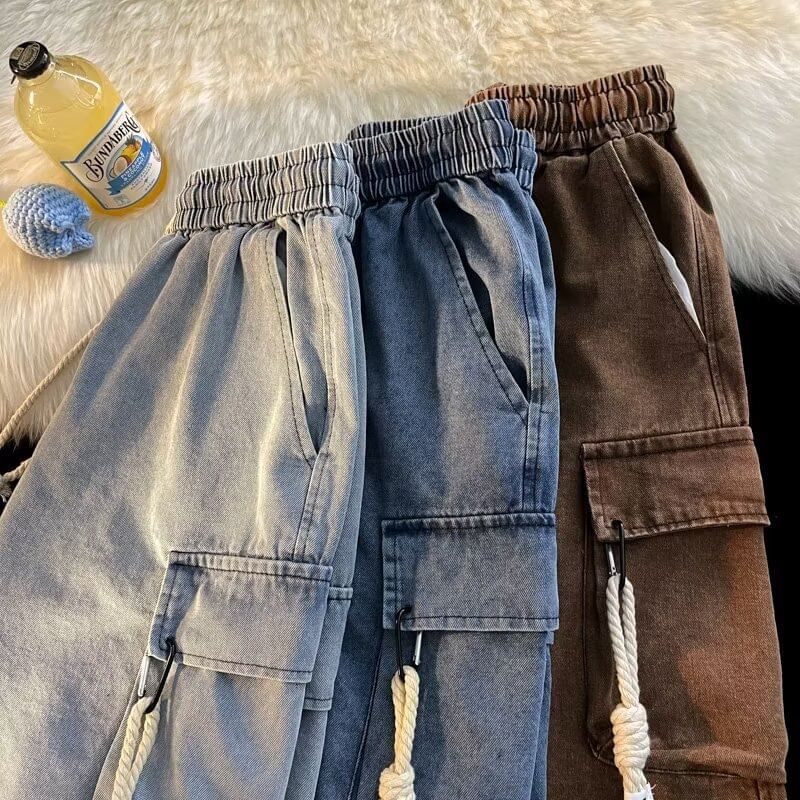 farrahces - Gewassen denim shorts met trekkoordtaille