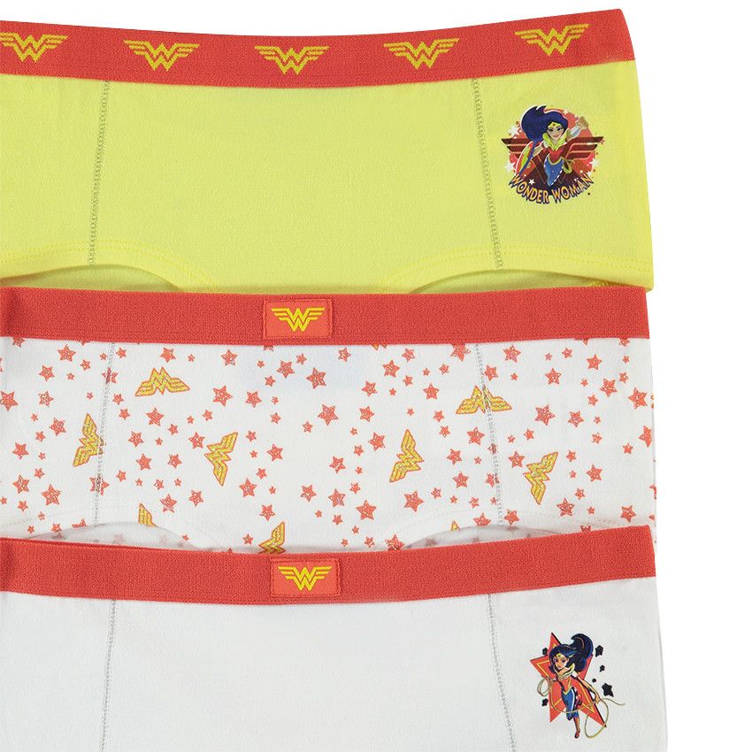 Lot de 3 boxers en coton print Wonder Woman - Blanc