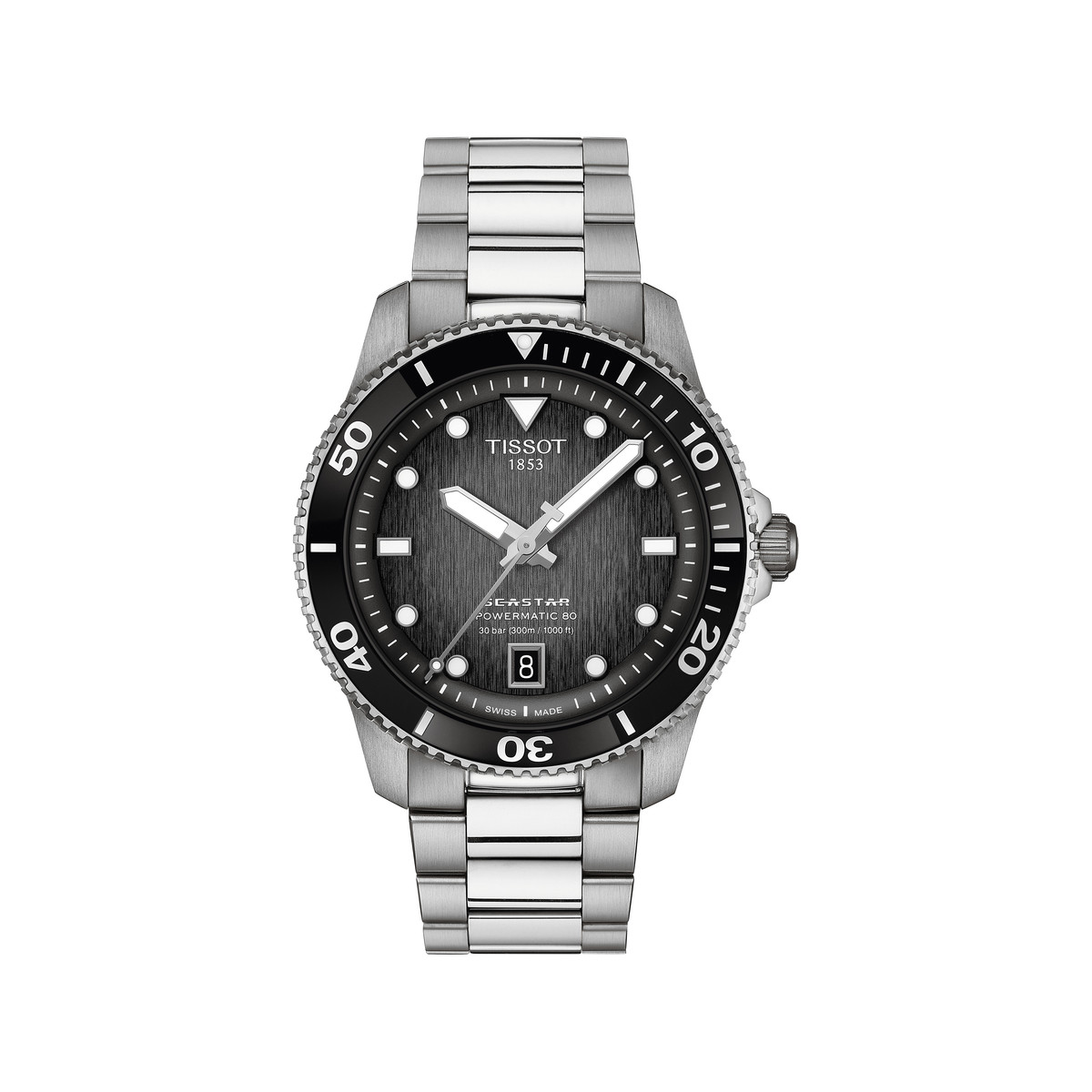 Montre TISSOT T-sport homme automatique, bracelet acier inoxydable gris