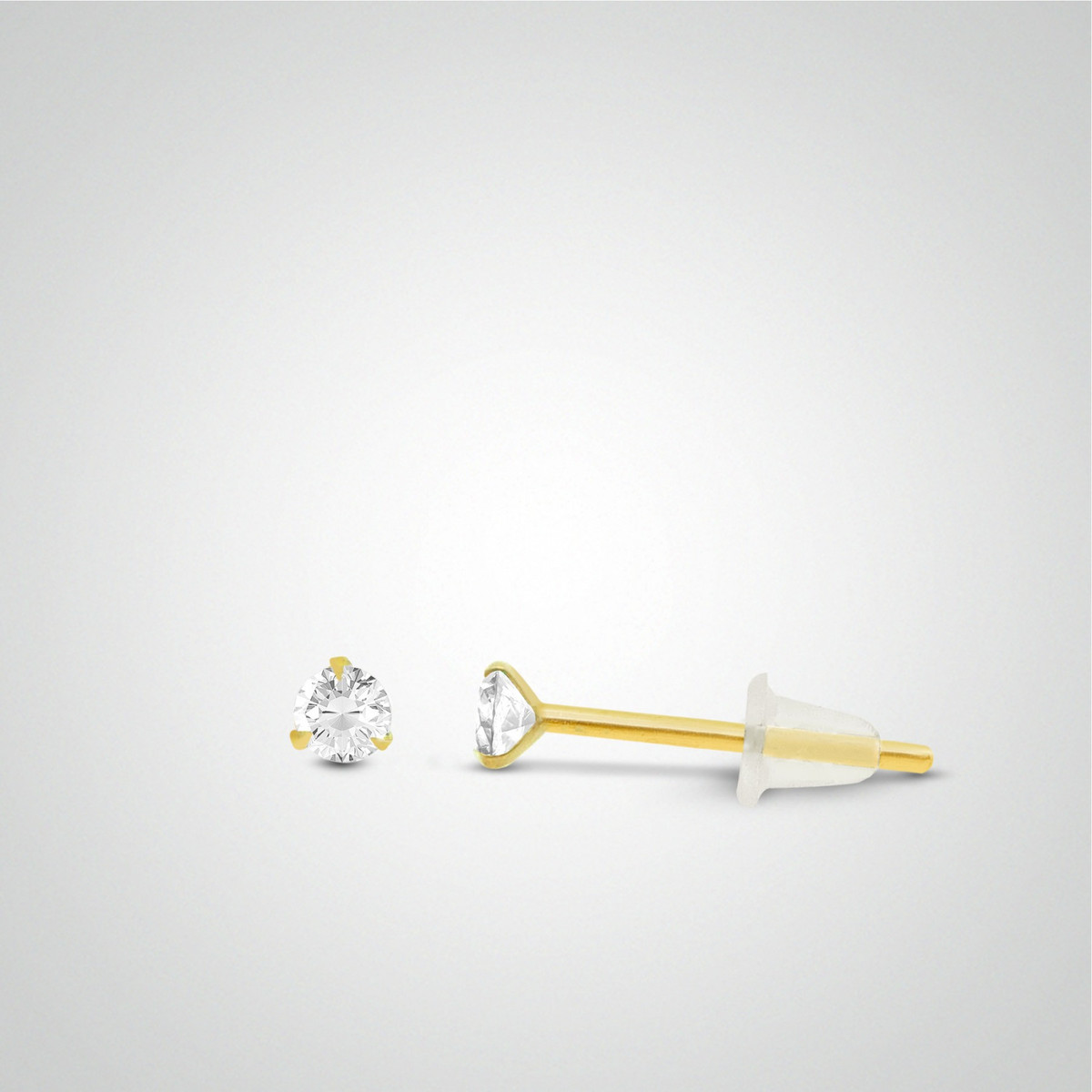 Boucle d'oreille en or jaune avec zircon blanc de 4mm (vendue à l'unité/non à la paire)